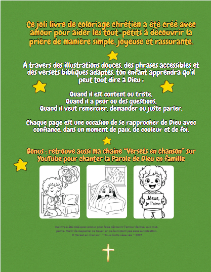 Livres de coloriage chrétiens à télécharger – Format PDF (3-5 ans)