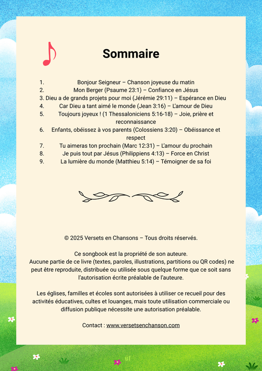 Songbook chrétien pour enfants – Volume 1 (PDF)