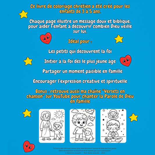 Livres de coloriage chrétiens pour enfants (3-5 ans) – Format livre physique, expédié